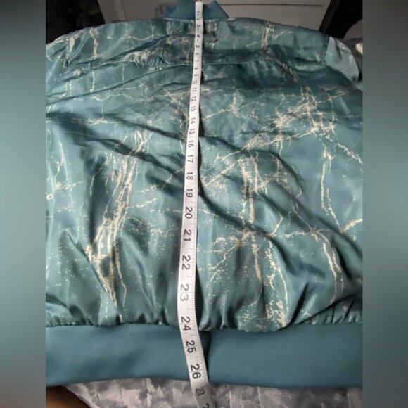 BDG Light Green Marble Print Puffer Bomber Jacket Size S - Picture 11 of 16